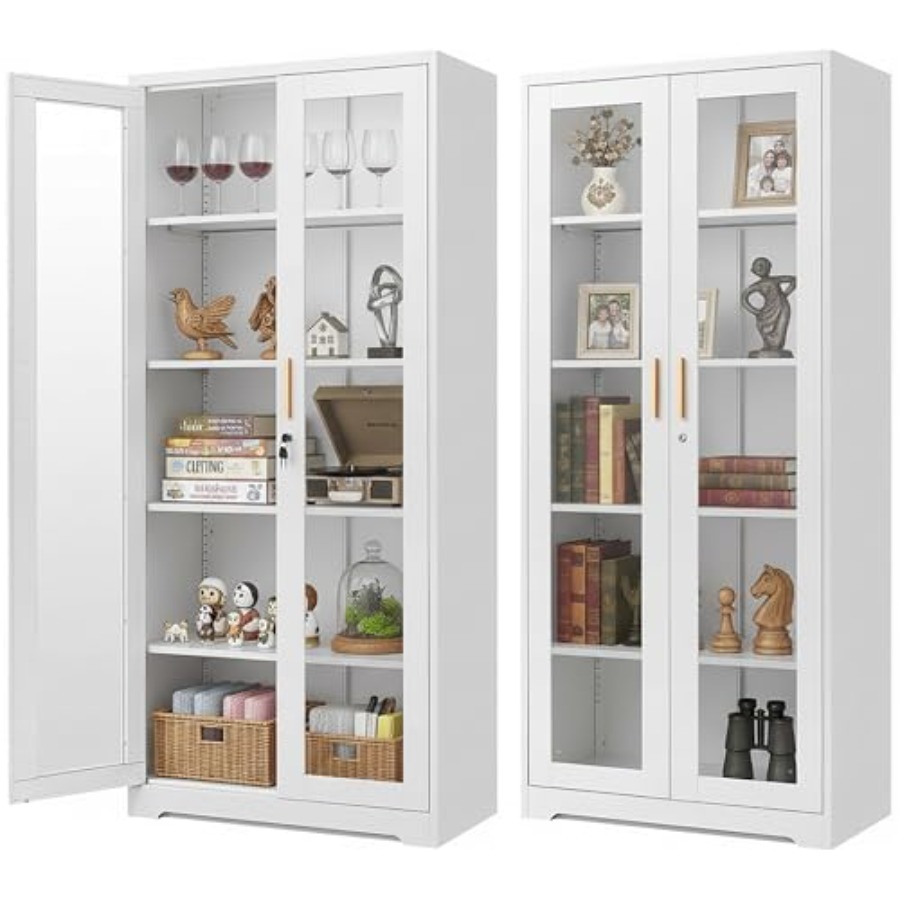 Glass Cabinet Display - Vitrine für Sammlerstücke mit Glastüren, Metallkonstruktion,
