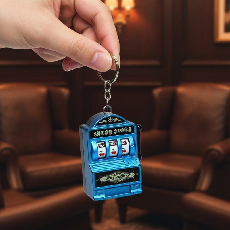Fruit Slot Machine - Tragbarer Mini-Glücksspielautomat Schlüsselanhänger Taschen-Arcade Glücksjackpot Fruchtspielzeug