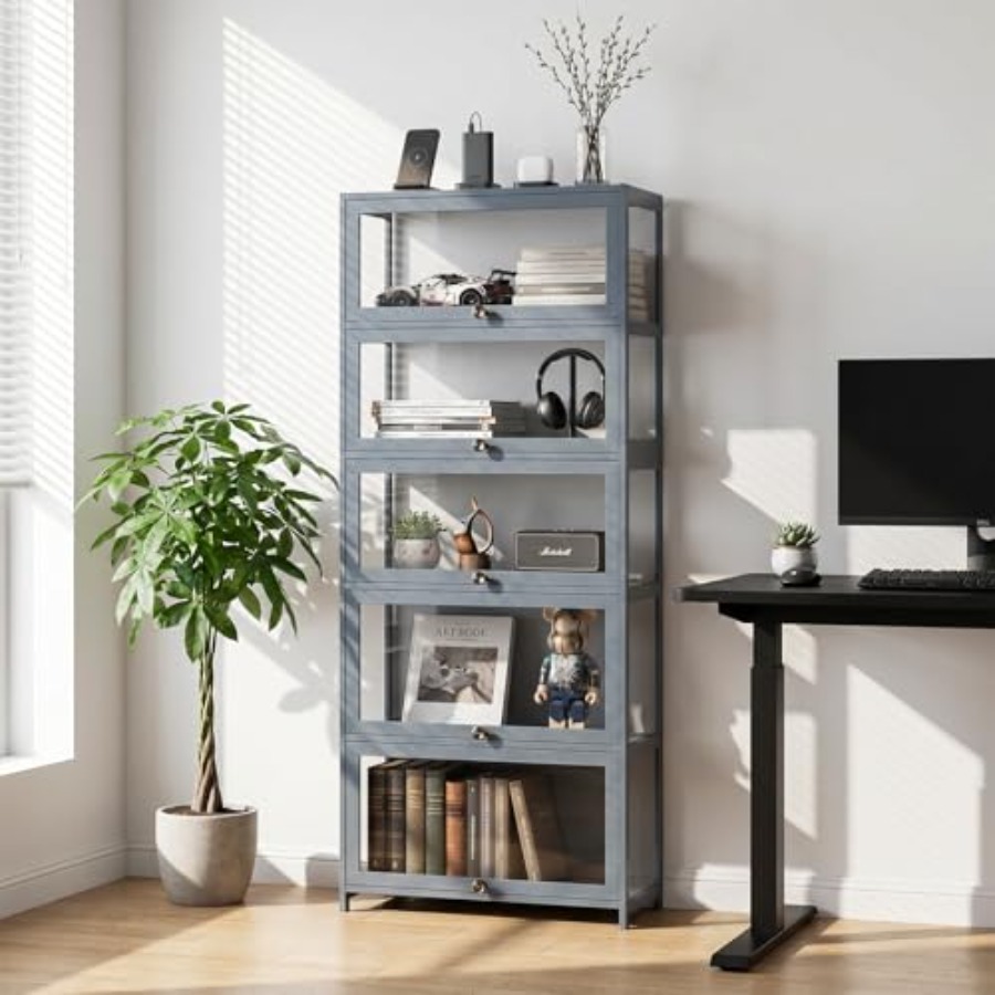 Glass Cabinet Display - 5-stufiger Vitrinenschrank mit Acryltüren, 68 Zoll