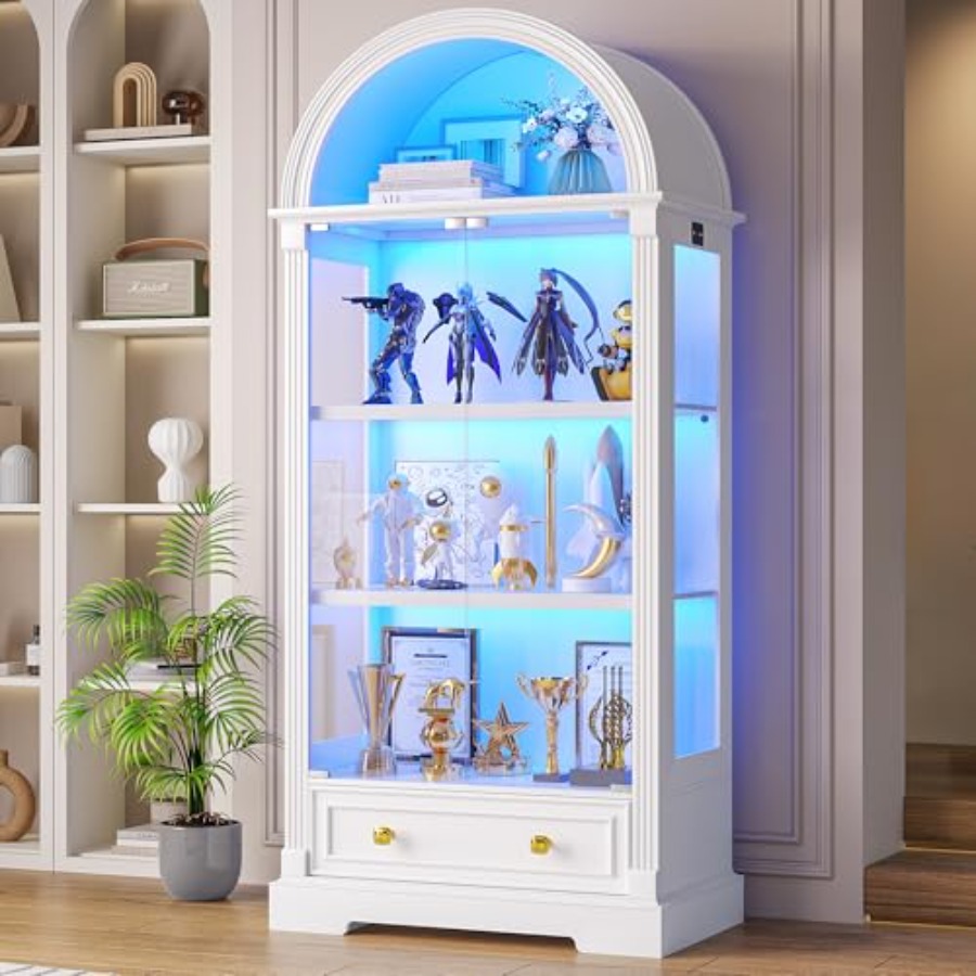 Glass Cabinet Display - Gewölbte Vitrine für das Wohnzimmer, Türen