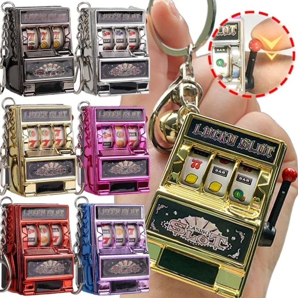 Fruit Slot Machine - Retro Stressabbau-Schlüsselanhänger Münzbetriebene Spiele Schlüsselhalter Mini-Spielautomat