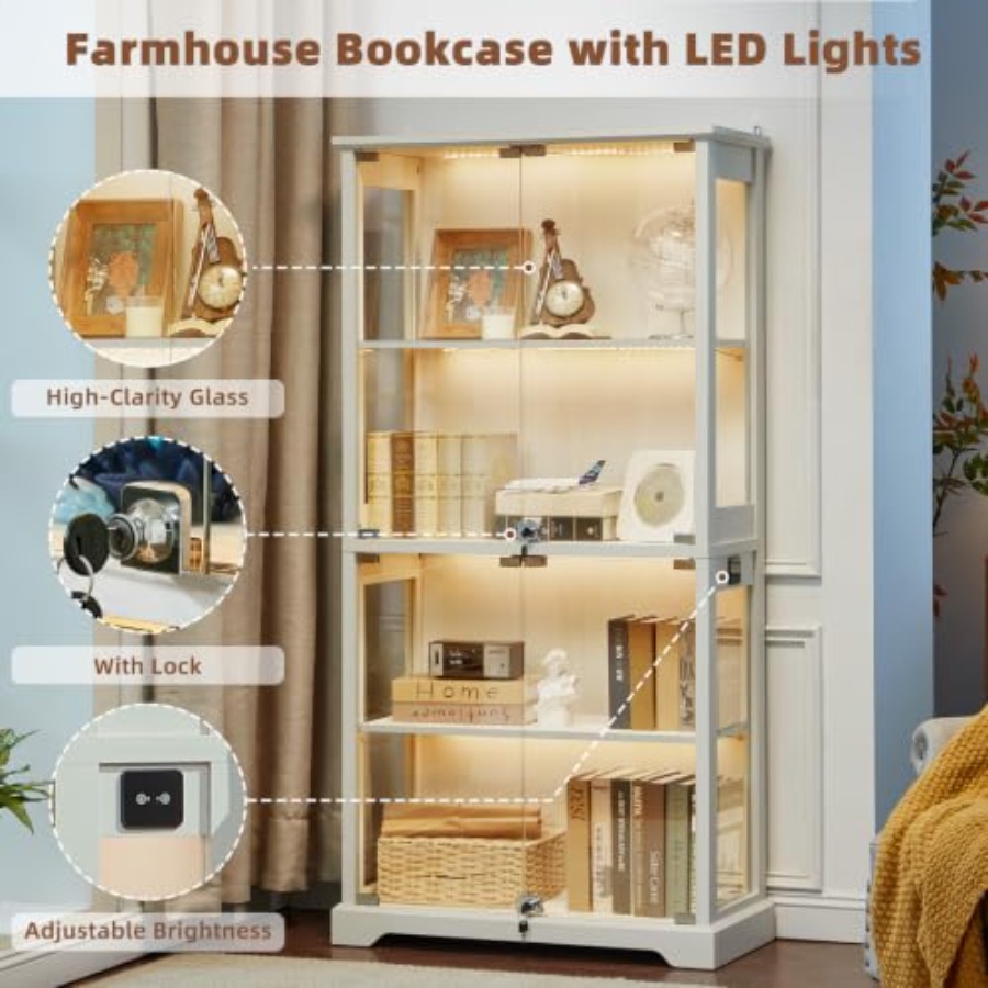 Farmhaus-Glasvitrine mit Schlo – Glass Cabinet Display Bewertung und Preis