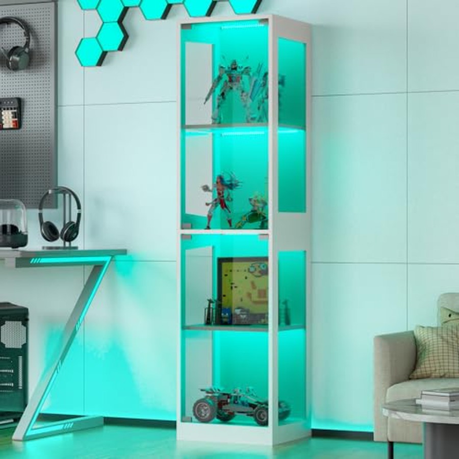 Glasvitrine mit RGB-Beleuchtun – Glass Cabinet Display Bewertung und Preis