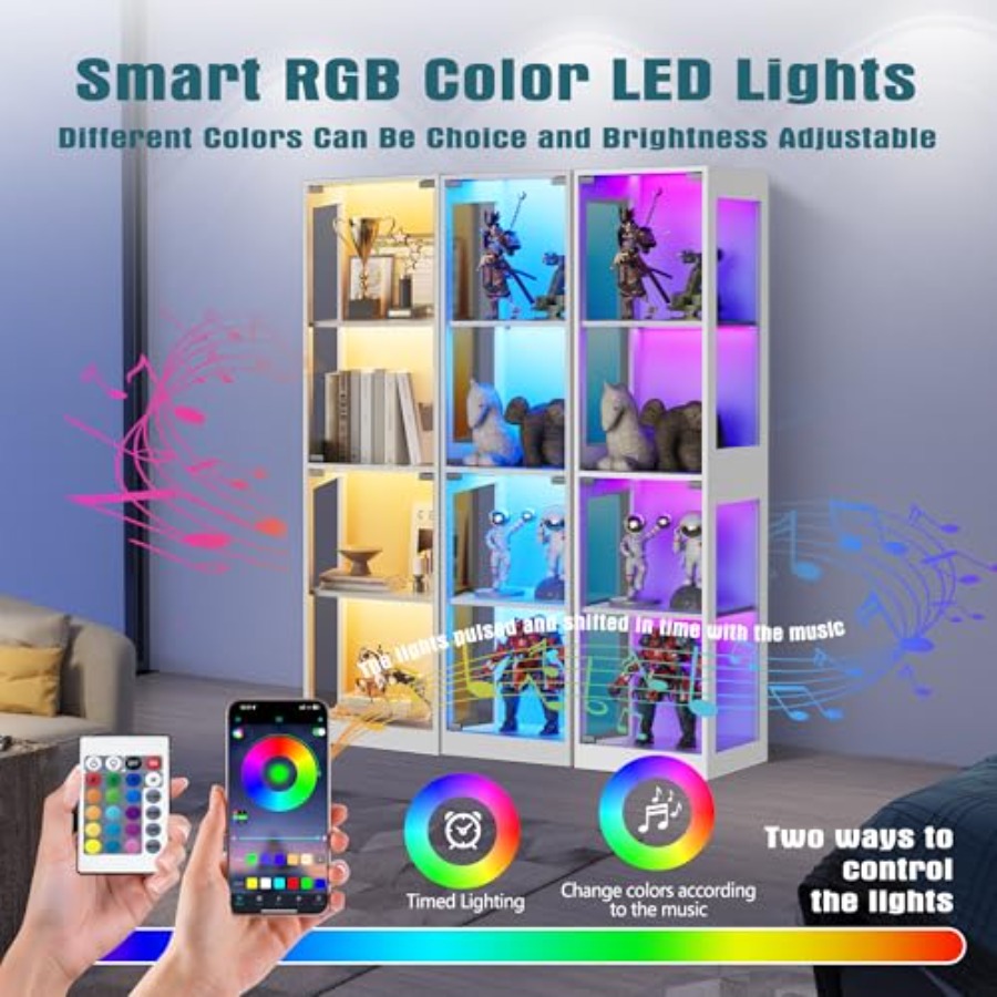 Glasvitrine mit RGB-Beleuchtun – Glass Cabinet Display Bewertung und Preis