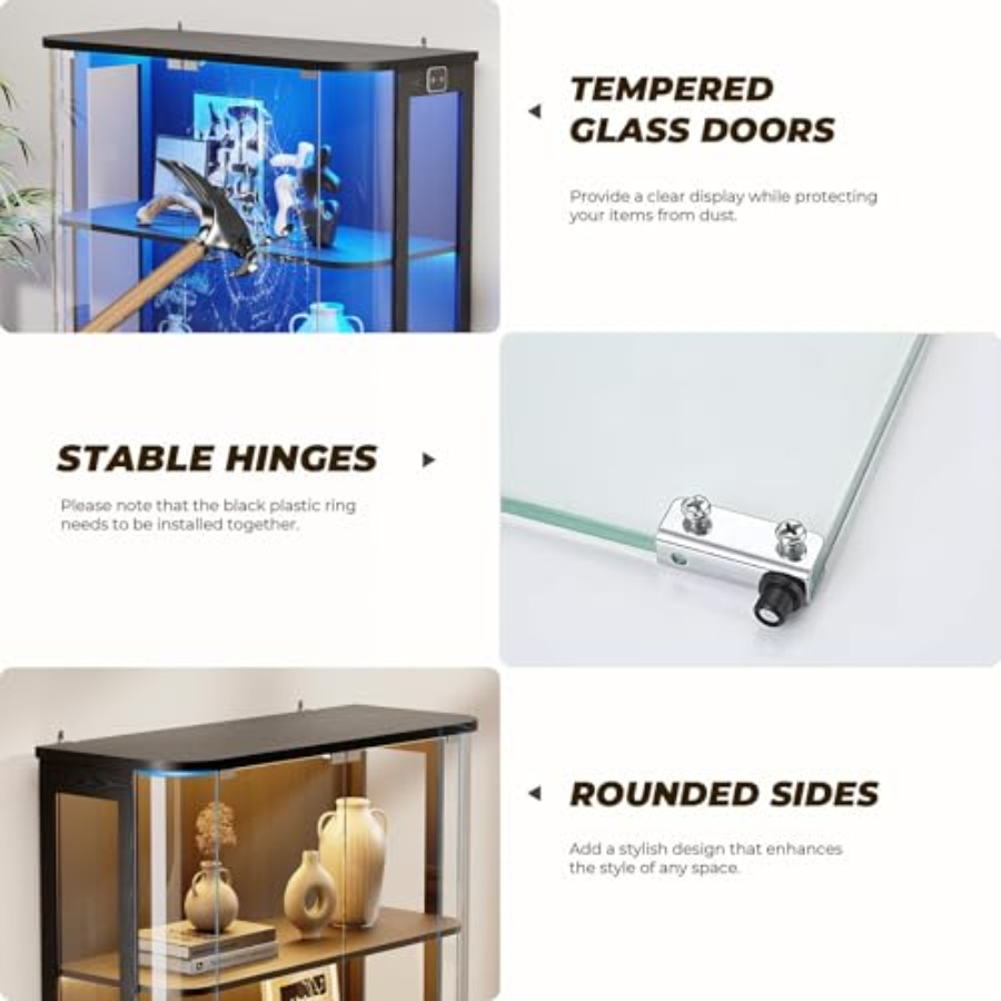 3-stufiger abgerundeter Vitrin – Glass Cabinet Display Bewertung und Preis
