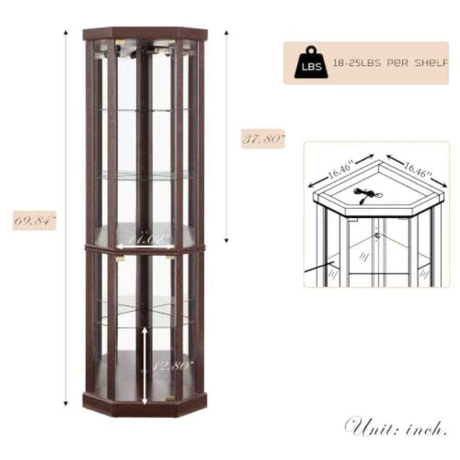 Eckvitrine für das Wohnzimmer: – Glass Cabinet Display Bewertung und Preis
