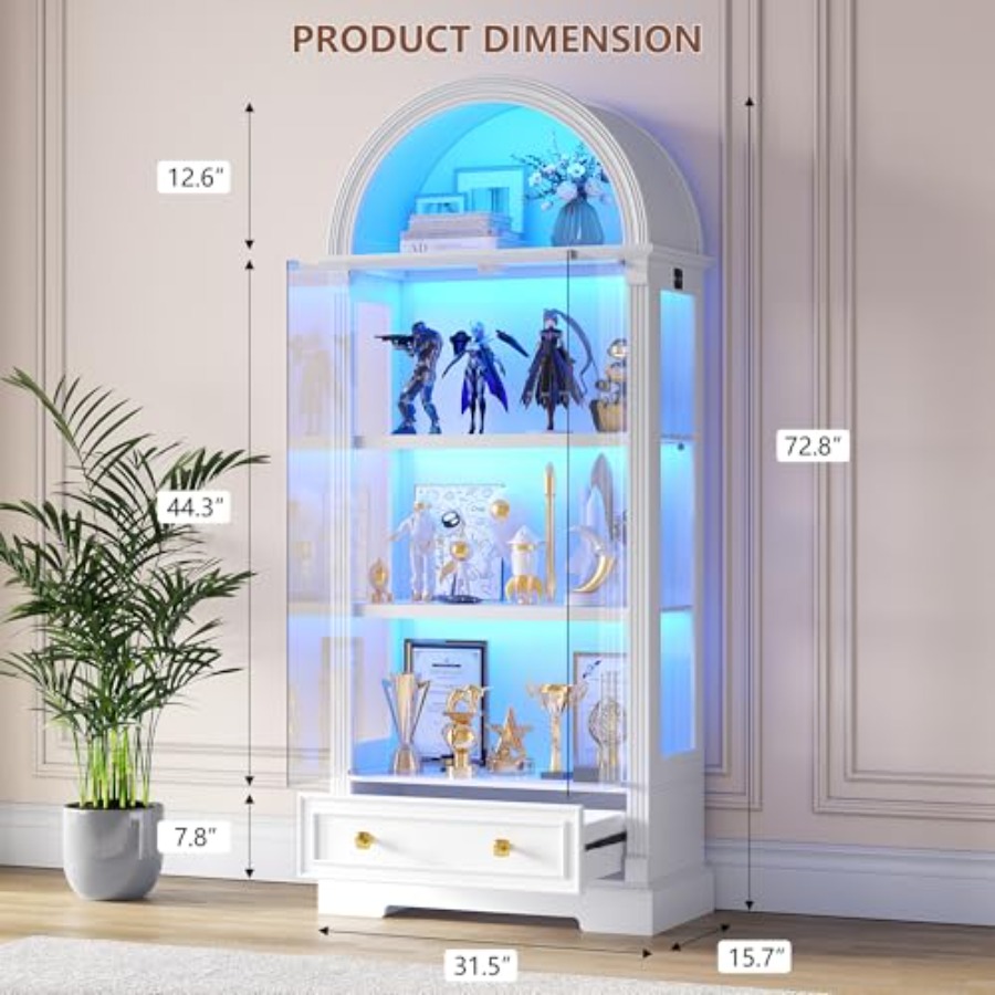 Gewölbte Vitrine für das Wohnz – Glass Cabinet Display Bewertung und Preis