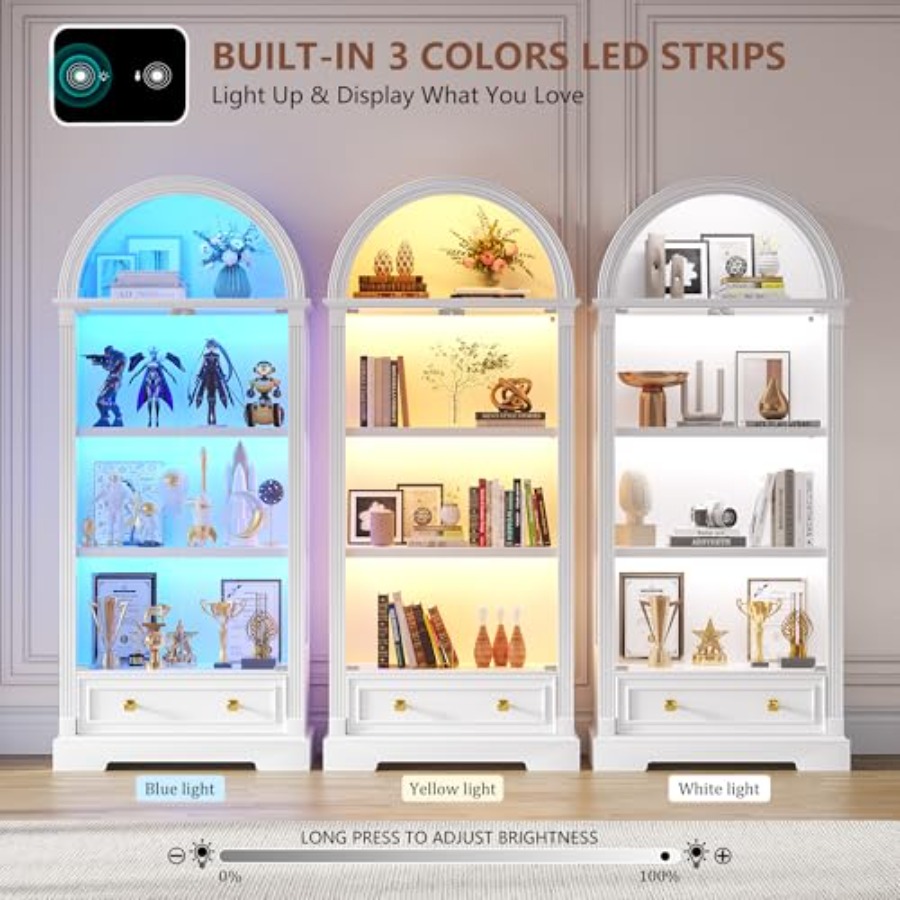 Gewölbte Vitrine für das Wohnz – Glass Cabinet Display Bewertung und Preis