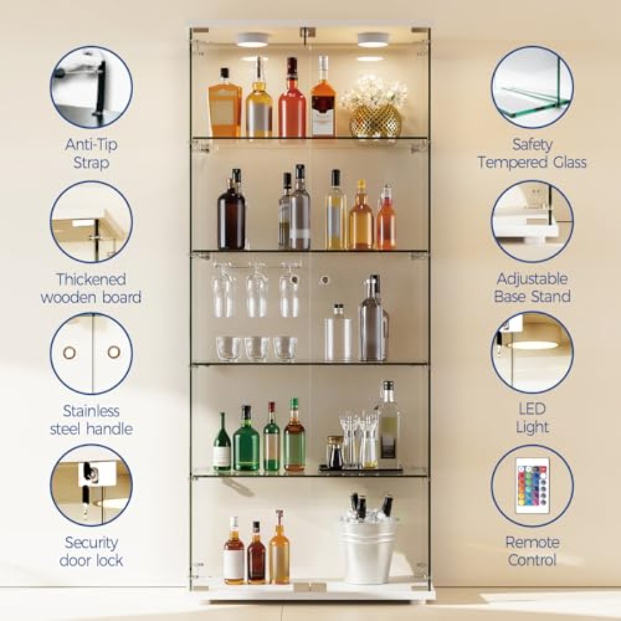 5-Regal-Vitrine mit LED-Beleuc – Glass Cabinet Display Bewertung und Preis