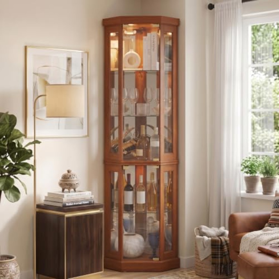 Eckvitrine für die Aufbewahrun – Glass Cabinet Display Bewertung und Preis