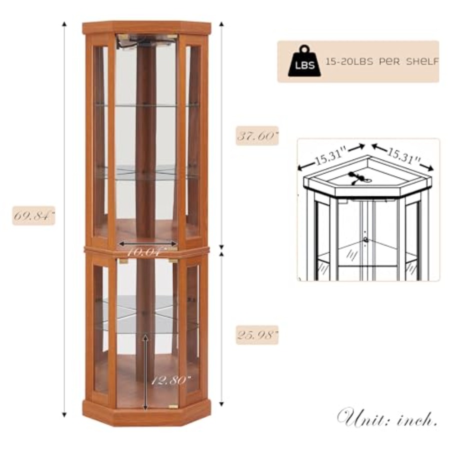 Eckvitrine für die Aufbewahrun – Glass Cabinet Display Bewertung und Preis