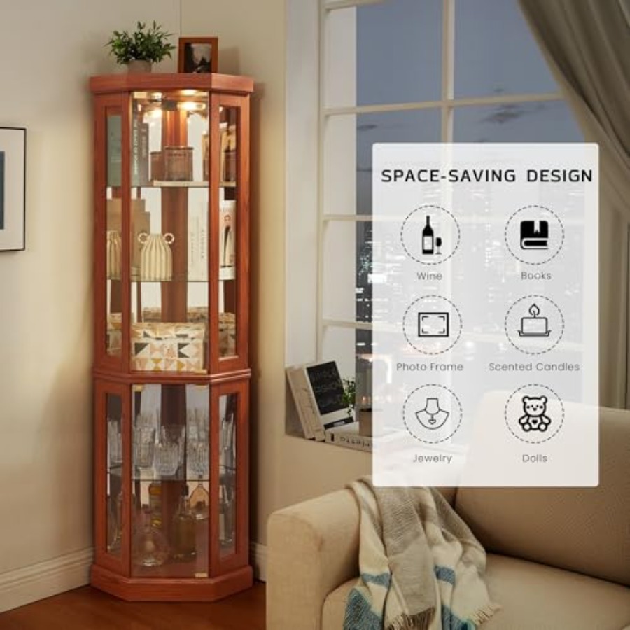 Eckvitrine für die Aufbewahrun – Glass Cabinet Display Bewertung und Preis