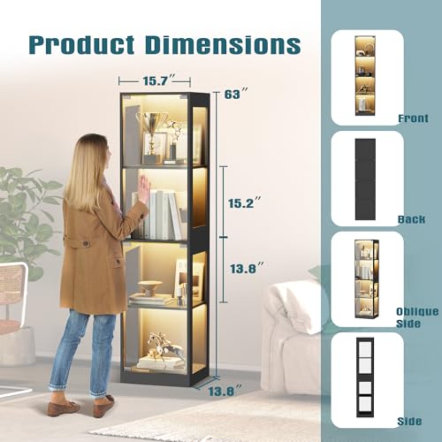 Glasvitrine mit LED-RGB-Beleuc – Glass Cabinet Display Bewertung und Preis