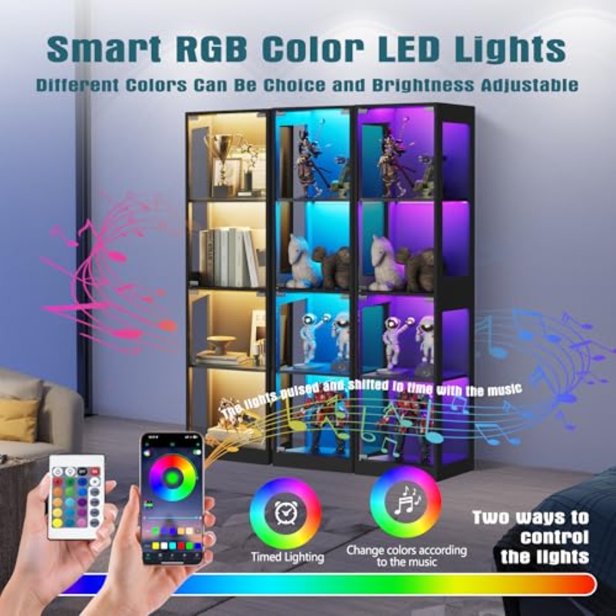 Glasvitrine mit LED-RGB-Beleuc – Glass Cabinet Display Bewertung und Preis