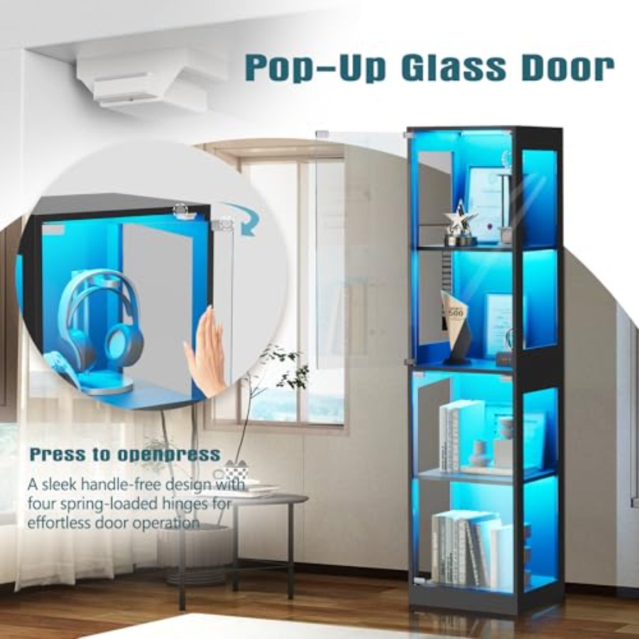 Glasvitrine mit LED-RGB-Beleuc – Glass Cabinet Display Bewertung und Preis