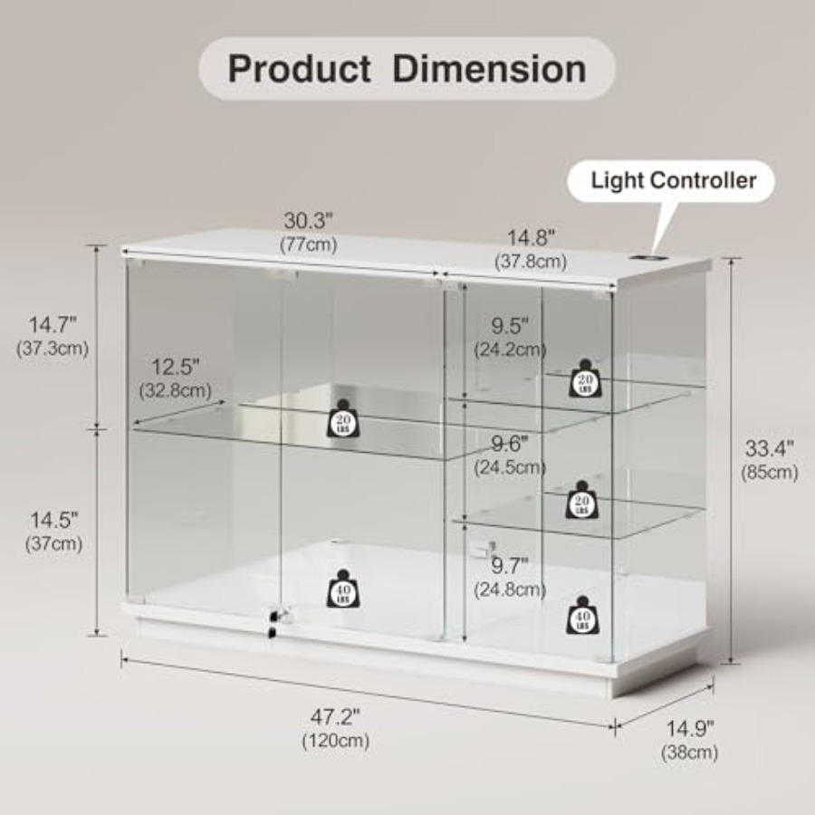 RGB-Glasvitrine mit Schloss fü – Glass Cabinet Display Bewertung und Preis