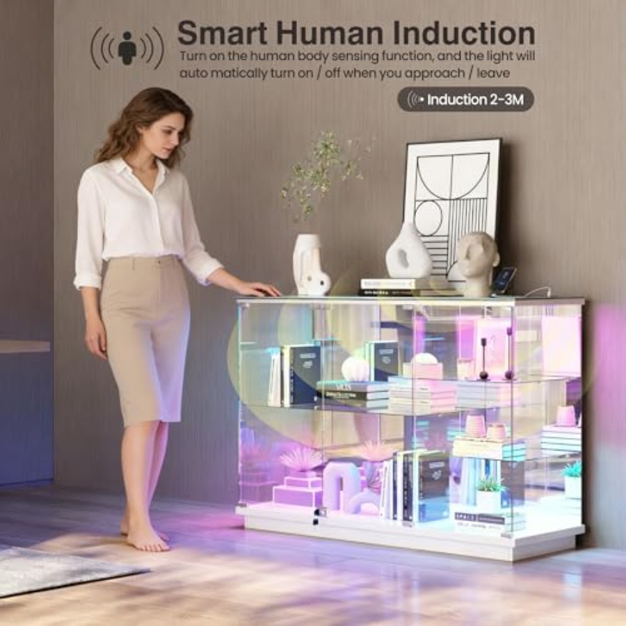 RGB-Glasvitrine mit Schloss fü – Glass Cabinet Display Bewertung und Preis